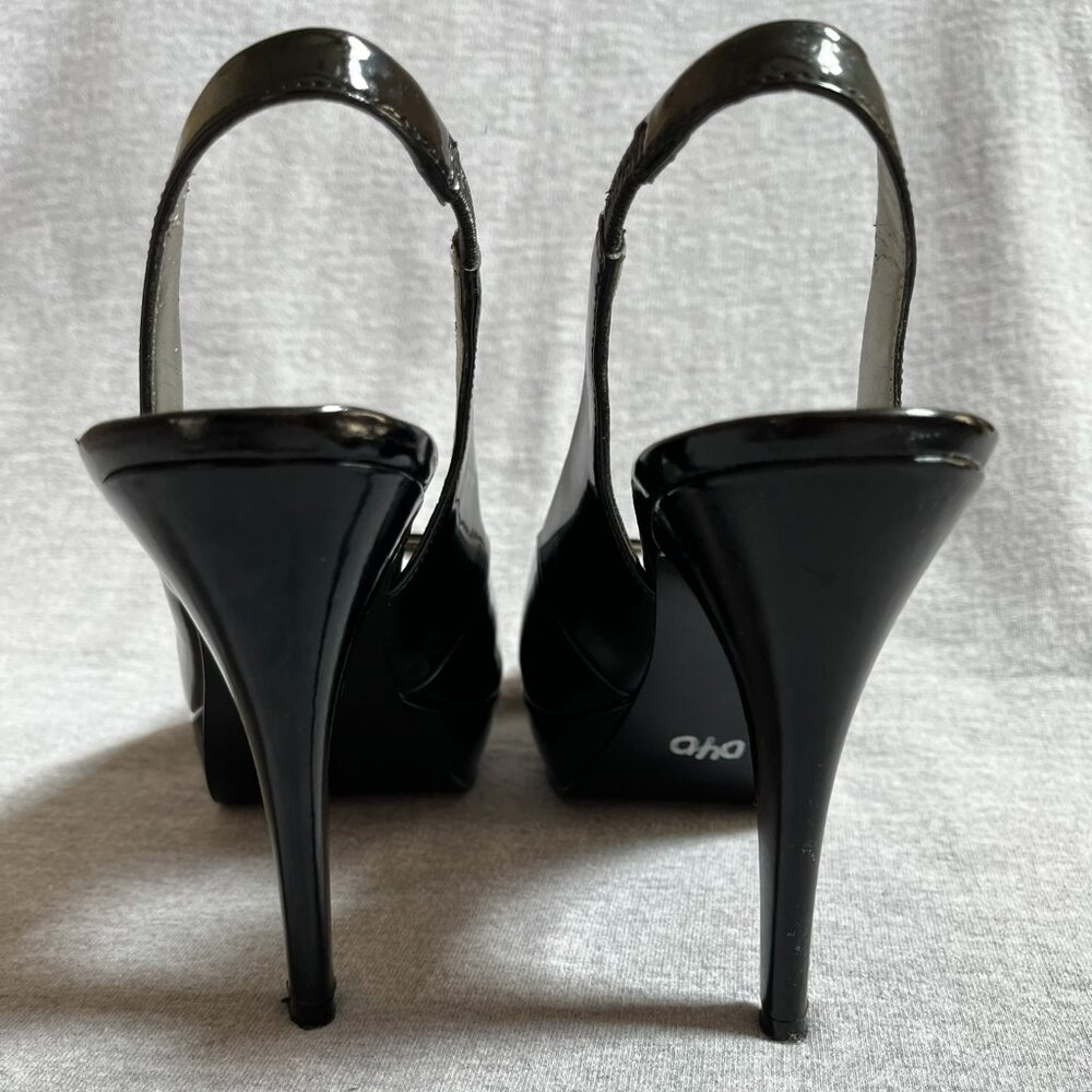 Guess Black Patent Leather Peep Toe Platform Heels.  Size 7M - Picture 6 of 12